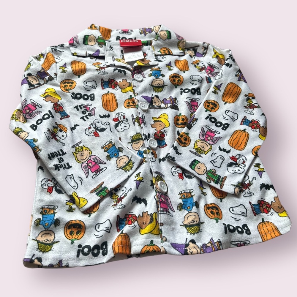 Toddler Peanuts Charlie Brown Halloween Theme Fleece Pajama Set Size 3T - Picture 2 of 11
